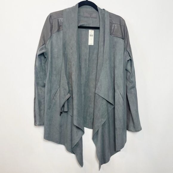 Blank NYC Gray Suede & Leather Drape Collar Jacket NWT Size Small - Picture 11 of 14